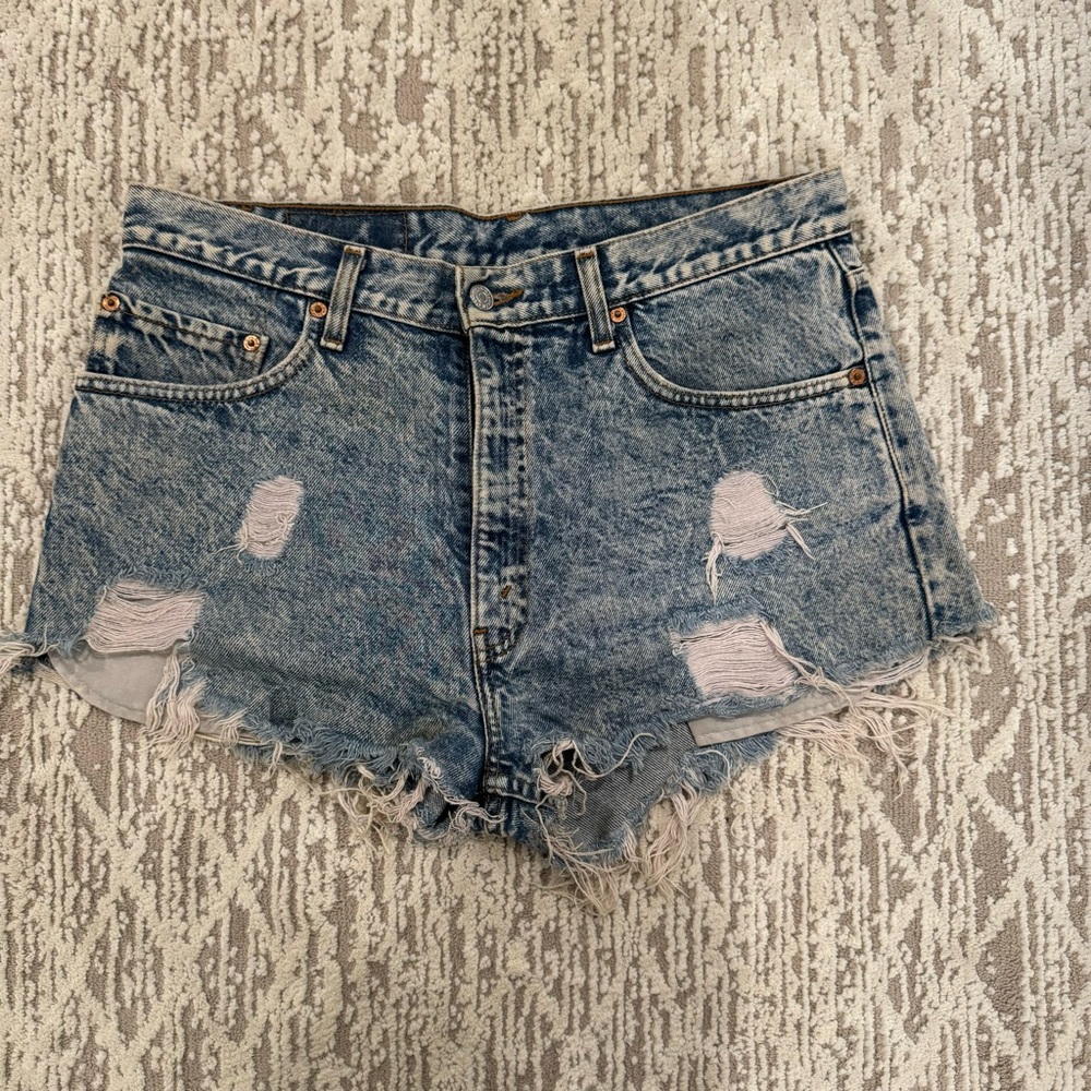 Vintage 90s Levi’s 505 Original Red Tab Distressed HighRise CutOff Jean Shorts